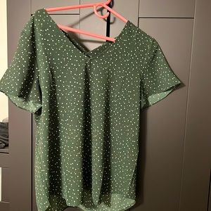 Green business casual blouse